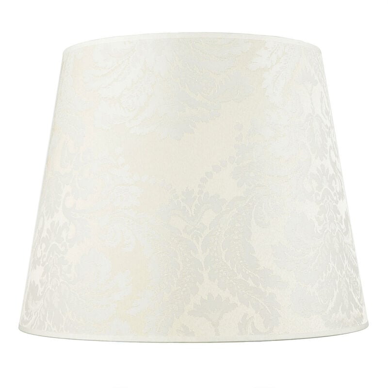 Abat-jour en tissu brodé écru avec motifs baroques au style classique pour suspension avec culot E27 - Ecru