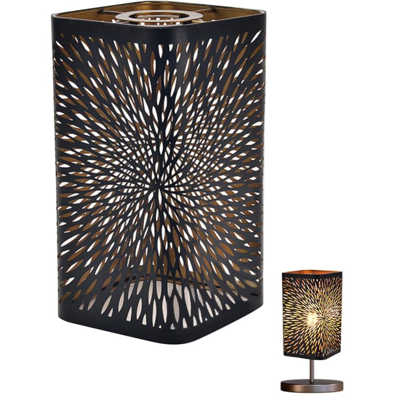 Abat-jour creux en métal - 12 x 20 cm - Motif floral rétro - Pour lampe de table - Lampadaire - Carré amovible - Pour ampoules E27 et E26 (feux