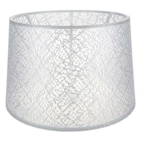 Abat-jour déco ASZ1181 tissu blanc avec motif broderie