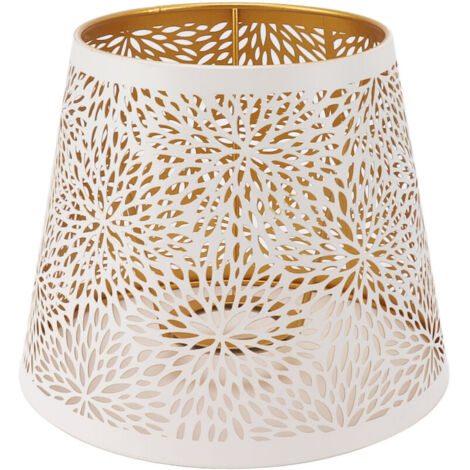 Abat-jour E27 E26 en fer blanc – Motif fleurs sculptées – Dimensions 13x19x15cm – Installation facile pour salon et chambre
