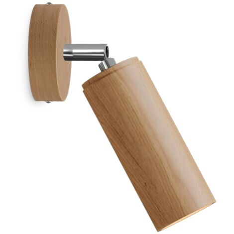 Abat-jour en bois avec spot en bois réglable et abat-jour Tub-E14