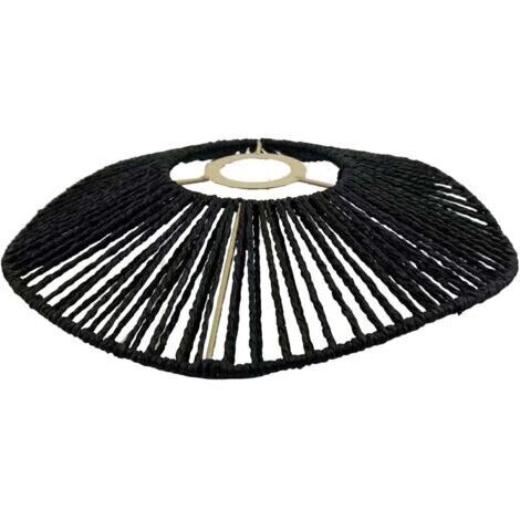 Abat-jour en corde tressée à la main, abat-jour rustique pour plafonnier, décoration artisanale, lampe de table, suspension pour douille E27, noir