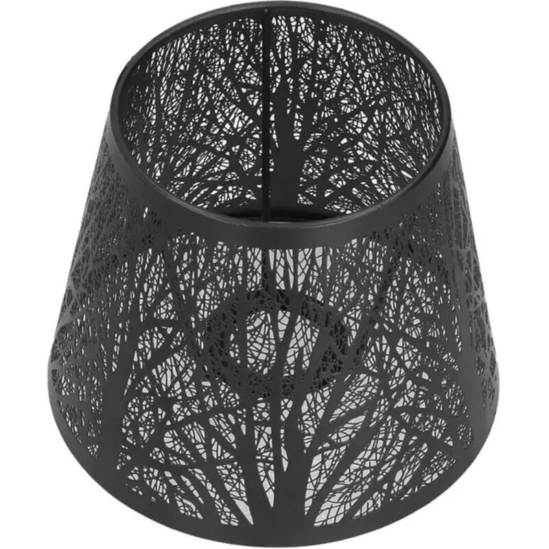 Abat-jour en fer forgé sculpté en forme d'arbre forestier E27 Mini abat-jour pour lampe de table chambre chevet DecorBlack