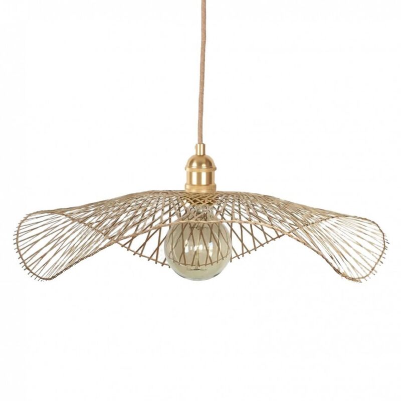 Abat jour bambou ombrelle ajourée Naturel 65 cm