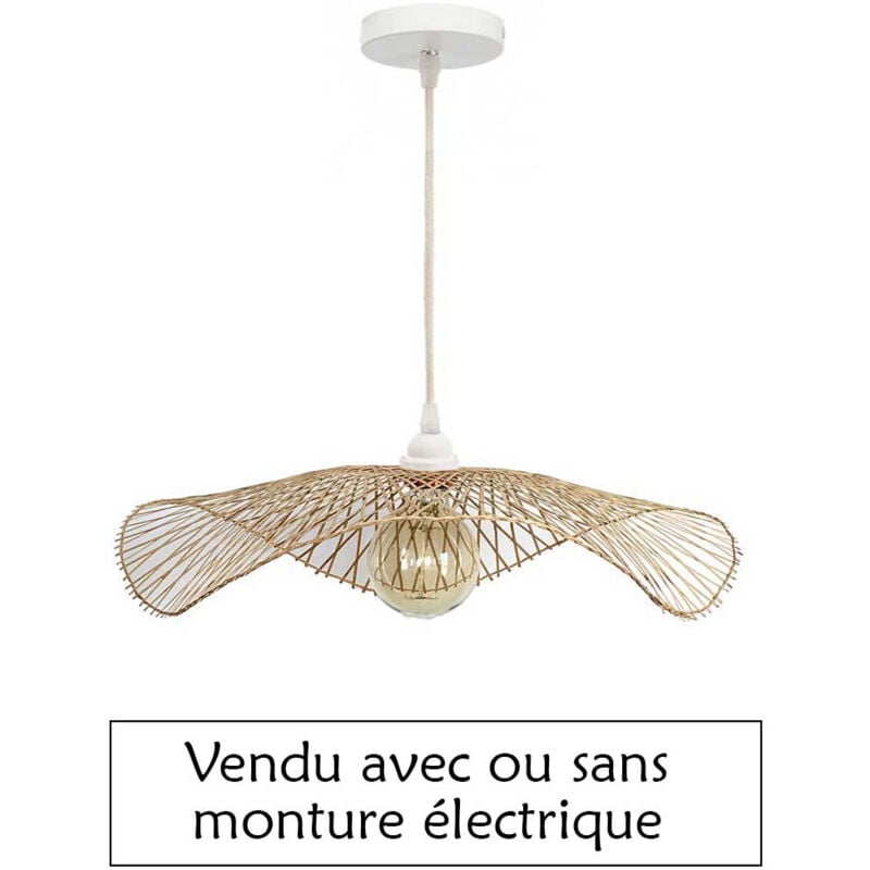 Abat-Jour Libellule ondulé et aérien en Bambou Naturel