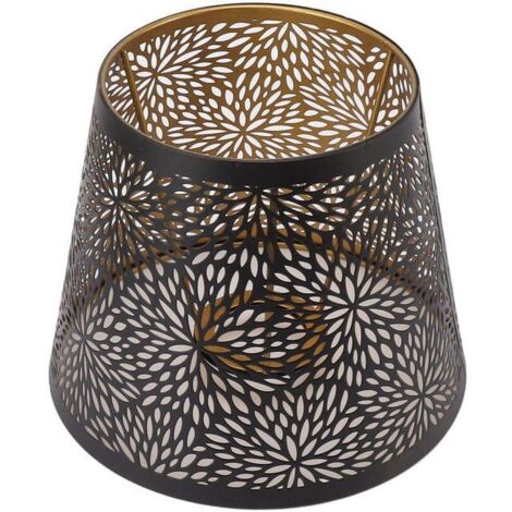 Abat-jour en métal E26 E27 style arbre forestier ajouré en fer décoratif avec motif doré intérieur pour lampe de plafond murale de table noir