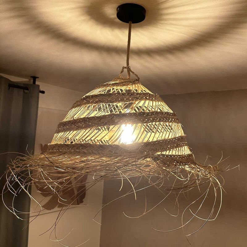 Abat jour en Paille ajouré pour Lampe naturelle fait main au