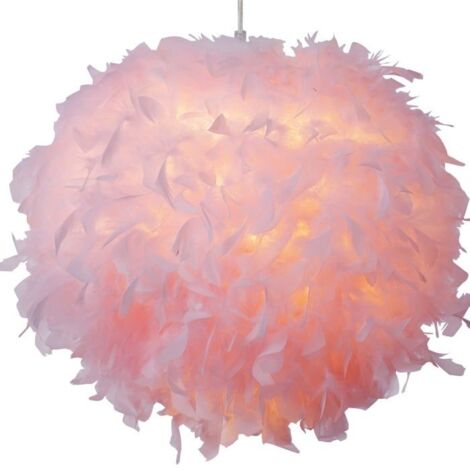 Abat-jour en plumes pour suspension,lampe de table,lampadaire Abat-jour en plumes moelleuses pour salon,chambre à coucher(rose)