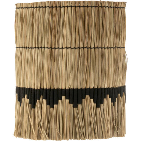 Abat-jour en rotin motifs herbes naturel et noir élégant - Naturel et noir
