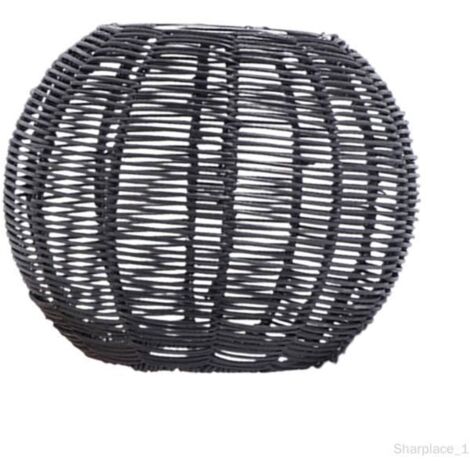 Abat-jour en rotin noir - Pièce unique tissée à la main - Design contemporain - Vendu sans luminaire