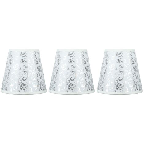 Abat-jour en tissu à clipser Installation moderne Abat-jour en tissu pour ampoule E14 Lustre Table 3 pièces Argent