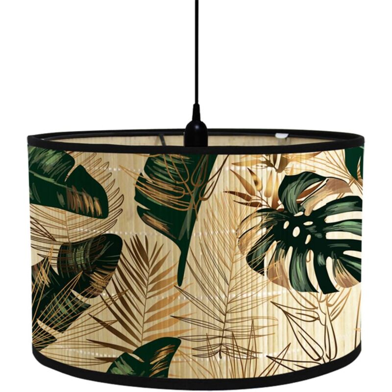 Abat-Jour en Tissu Classique Tambour Abat-jour, Tropical Plante Remplacement Abat, Jour Fait à la Main, pour Lampe de Table Suspension Lampe de