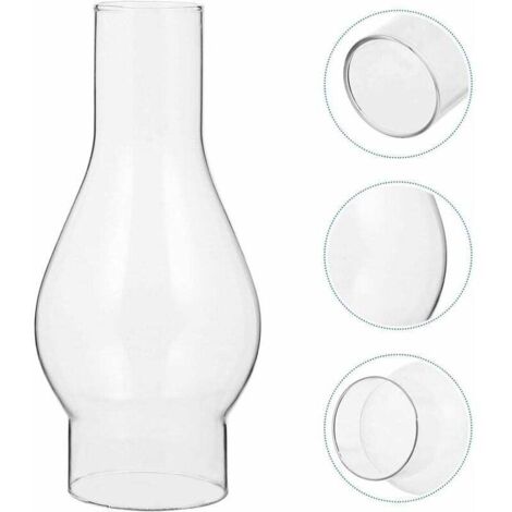 Lot De 2 Cheminées En Verre Pour Lampe à Pétrole Vintage - Abat-jour Transparent, Diamètre 5cm, Hauteur 24.5cm