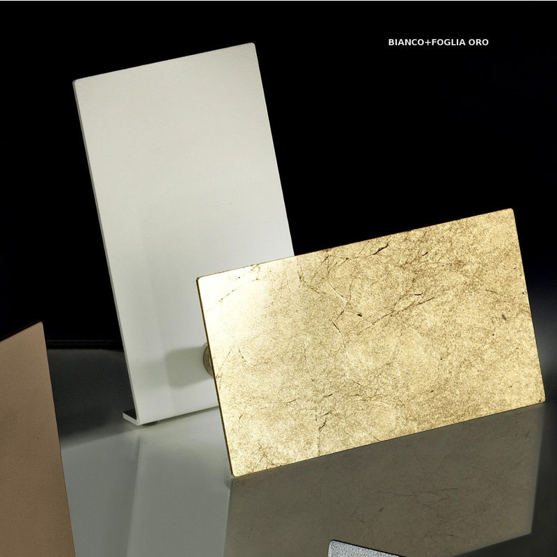Image of Abat-jour moderna Fratelli Braga time 2107 l led metallo orientabile lampada tavolo, finitura metallo bianco + foglia oro - Bianco + foglia oro