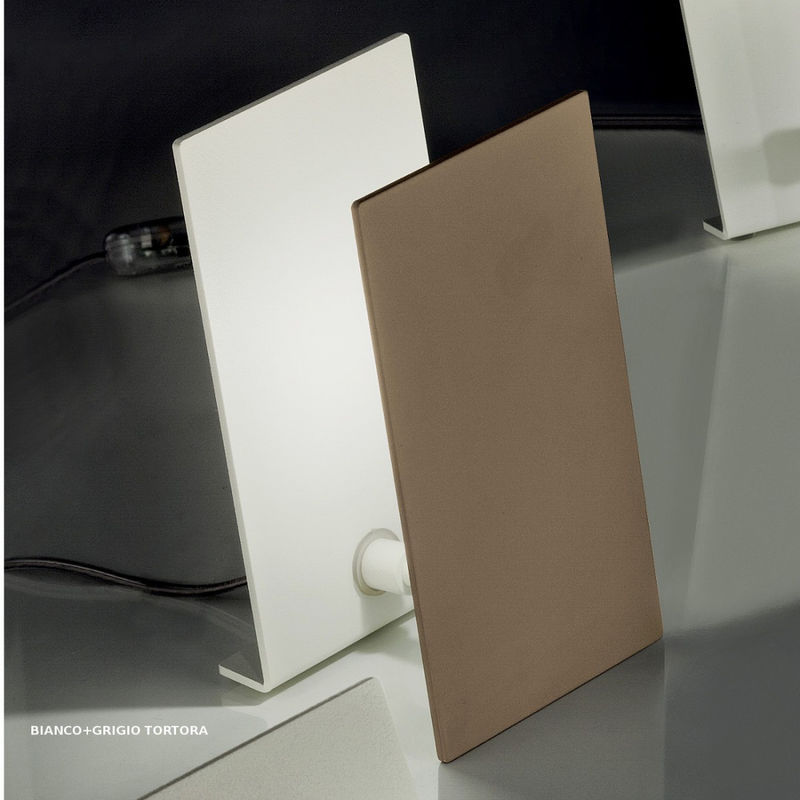 Image of Fratelli Braga - Abat-jour moderna time 2107 l led metallo orientabile lampada tavolo, finitura metallo bianco + grigio tortora - Bianco + Grigio