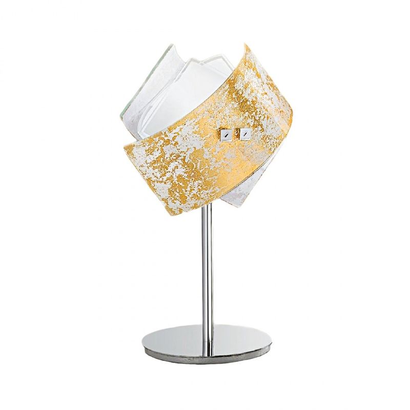 Image of Abat-jour moderna gea luce camilla lp e14 led metallo vetro lampada tavolo, colore foglia oro