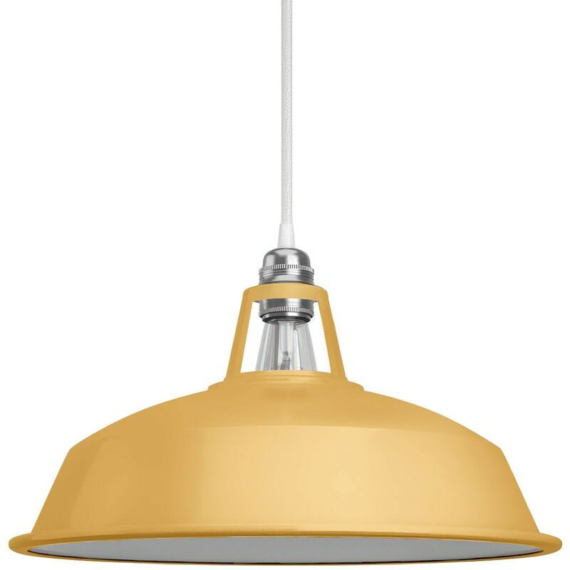 Abat-jour Harbour en métal émaillé avec culot E27, diamètre 38 cm Moutarde