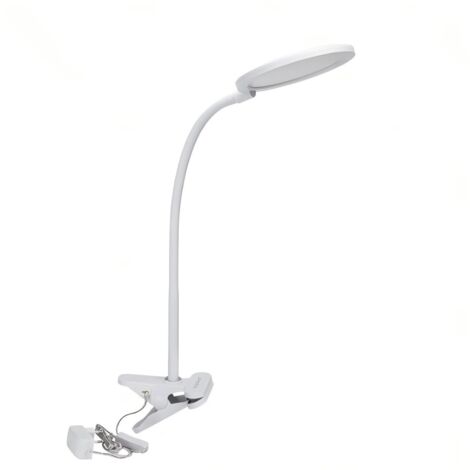Abat-jour LED à pince blanche, 7,5W, lumière naturelle 4000K, tige flexible, pour chambre et table