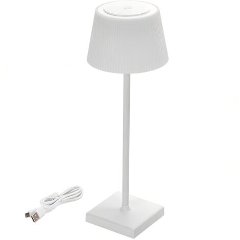 Abat-jour LED rechargeable blanc, 4W CCT dimmable par contact, lampe portable sans fil
