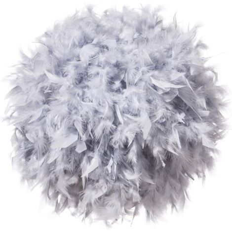 Abat-jour léger en plumes pour suspension, abat-jour duveteux pour lampe de table et lampadaire, diamètre 30 cm, gris