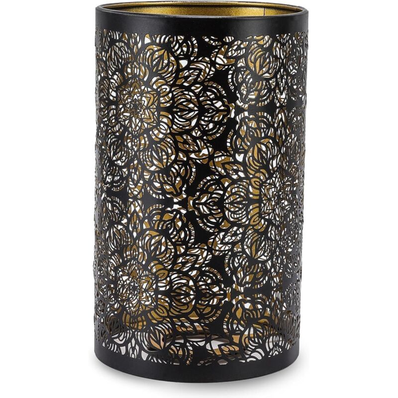 Abat-Jour Métal Noir Sculpté - Design Floral en Fer Forgé pour Lampe Table ou Lampadaire - Style Moderne