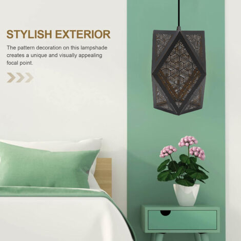 Abat-jour Métal Polygonal E27/E26 Style Moderne avec Dessin Ajouré pour Lampe de Table, Plafonnier ou Lampe Pied