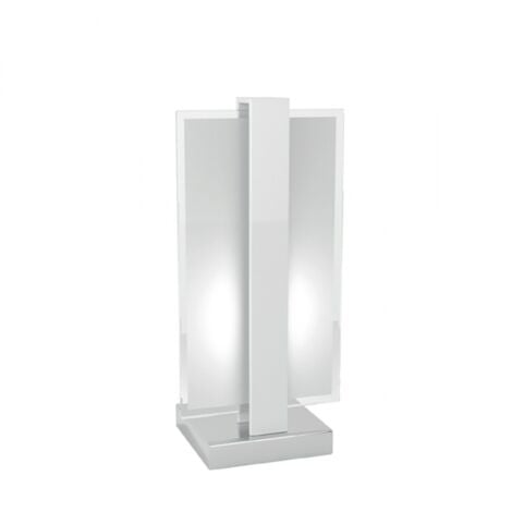 Abat-jour moderna top light cross 1106 p e27 led metallo vetro lampada tavolo, finitura metallo bianco