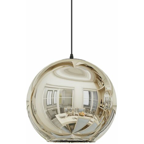 Abat-jour Moderne Miroir Lustre Boule Suspension globe avec fil 120CM,(Argent, 20cm) Ampoule non incluse