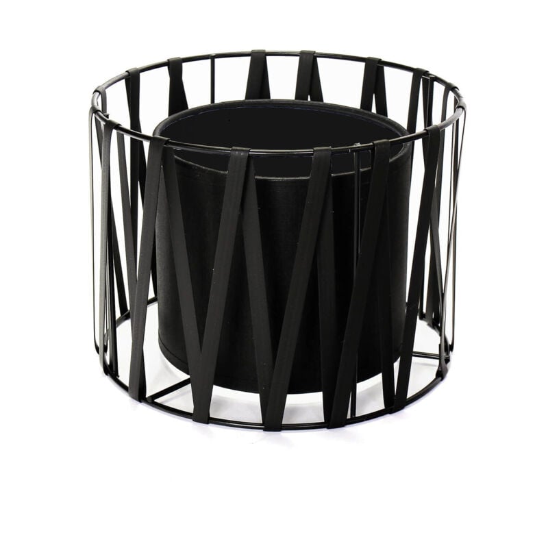 Abat-jour en tiss noir au design élégant en style moderne pour lampadaire avec culot E27 Ø18 cm H:18cm - Noir