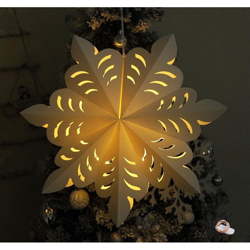Abat-Jour Papier Plié Étoile De Noël 53cm + Lampes