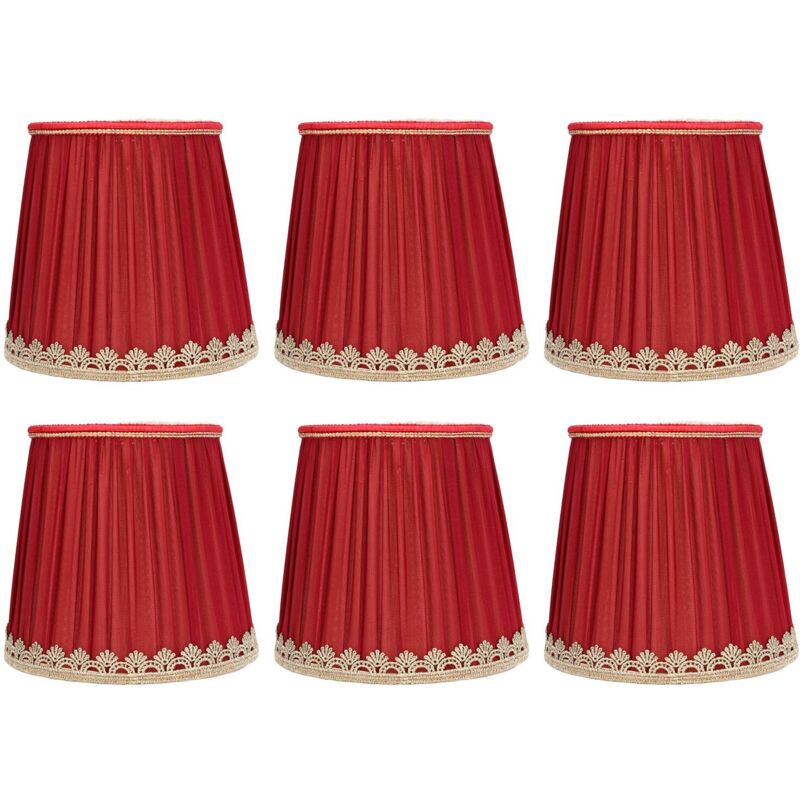 Abat-jour, petit abat-jour tissu vin rouge bord doré abat-jour pour applique murale lustre de table E14