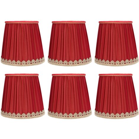 Abat-jour, petit abat-jour tissu vin rouge bord doré abat-jour pour applique murale lustre de table E14