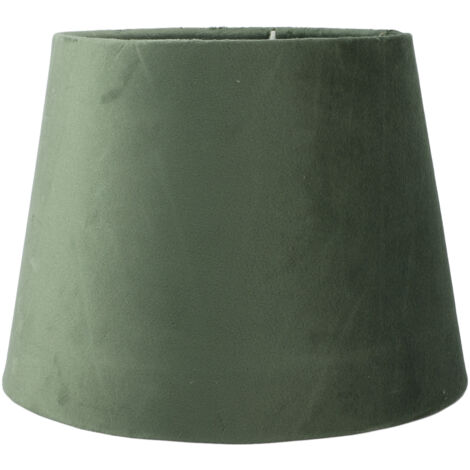 Abat-Jour Petit Conique Artisanal Lint Vert Armée Compatible E27/E14 16.5x21.5x16cm