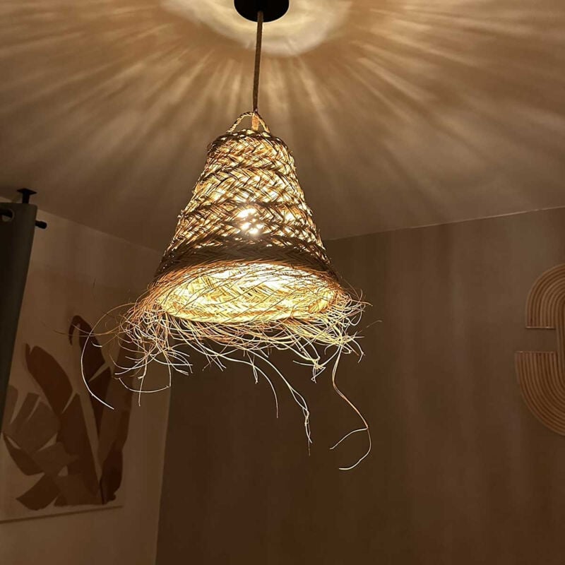 Abat jour pour Lampe taille s Marocaine Doum tressée