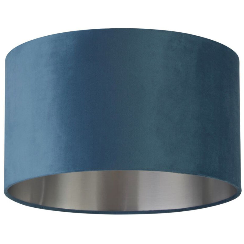 Licht-erlebnisse - Abat-jour pour lampes suspendues en tissu d : 38 cm rond en verre moderne brossé argent pétrole Licht-erlebnisse - Abat-jour pour lampes suspendues en tissu d : 38 cm rond en verre moderne brossé argent pétrole