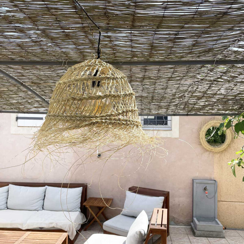 Abat-jour pour suspension ajourée L du Maroc Module en paille
