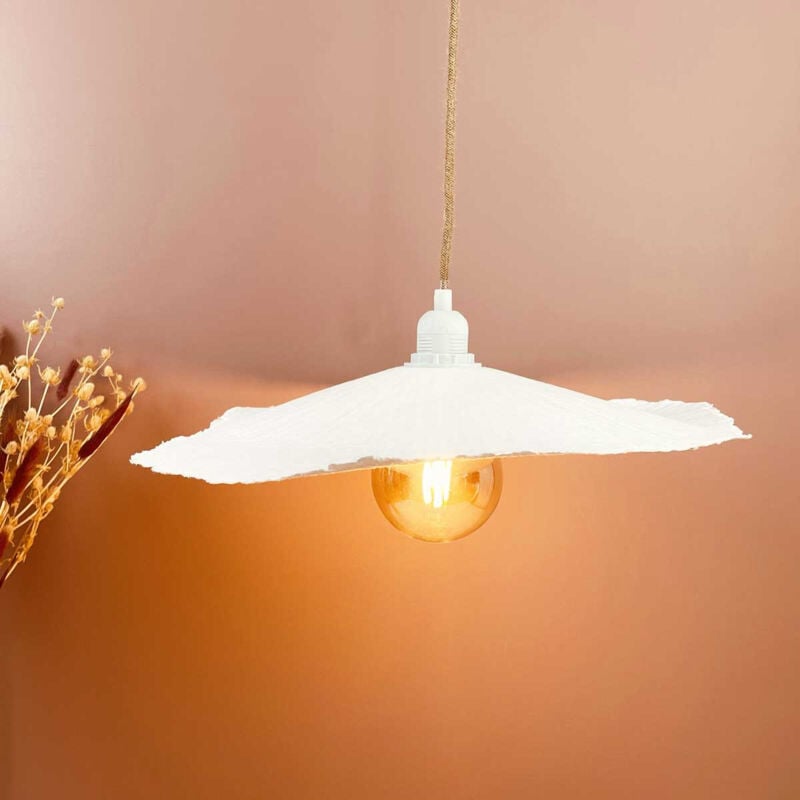 Abat jour pour Suspension Louise en papier mâché blanc D.44cm