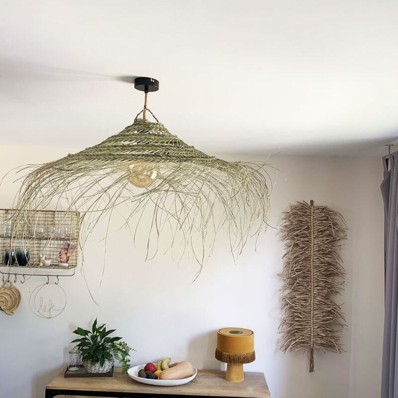 Abat-jour pour suspension naturelle ajourée M forme Parasol