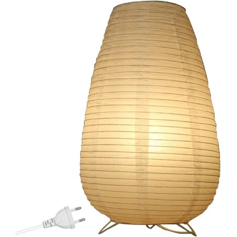 Abat-jour rond en papier de riz - Lampe de chevet - Lampadaire - Lampe de table - Avec douille E14 - Interrupteur et ampoule - Lampe suspendue ronde - Câble de 1,8 m - Hauteur 33 cm