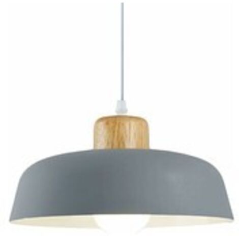 Abat-jour rond métal nordique ZOLGINAH, moderne, finition bois, E27, pour salon, chambre, cuisine