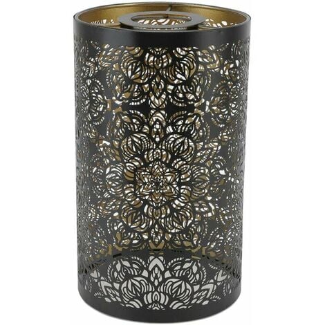 Abat-Jour Sculpture Creuse Abat-Jour En Fer Forgé Abat-Jour En Fer Table Circulaire Abat-Jour Moderne En Métal Cylindrique Motif Circulaire E27 E26 Table De Chevet Décorative