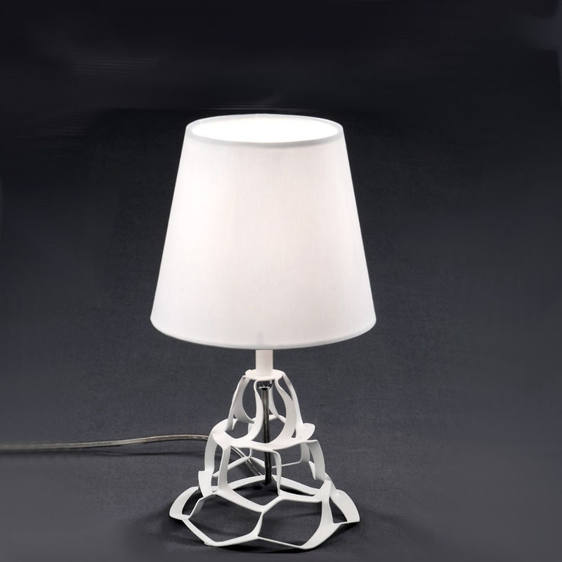 Image of Abat-jour moderna Selene Illuminazione anais 1045 011 009 e14 led metallo tessuto lampada tavolo, finitura metallo bianco - Bianco