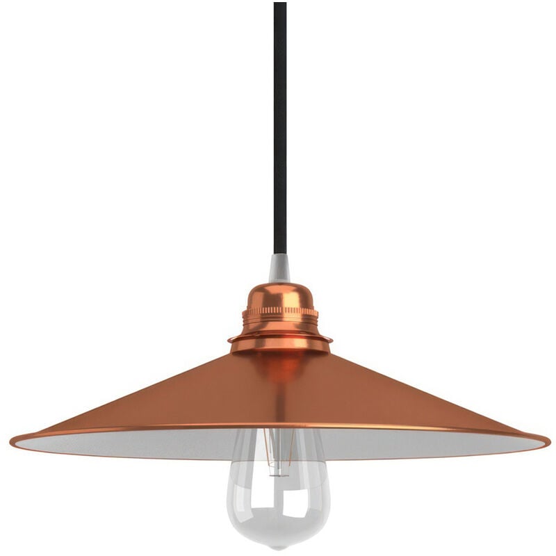 Abat-jour Swing en métal émaillé avec culot E27 Blanc - Cuivre