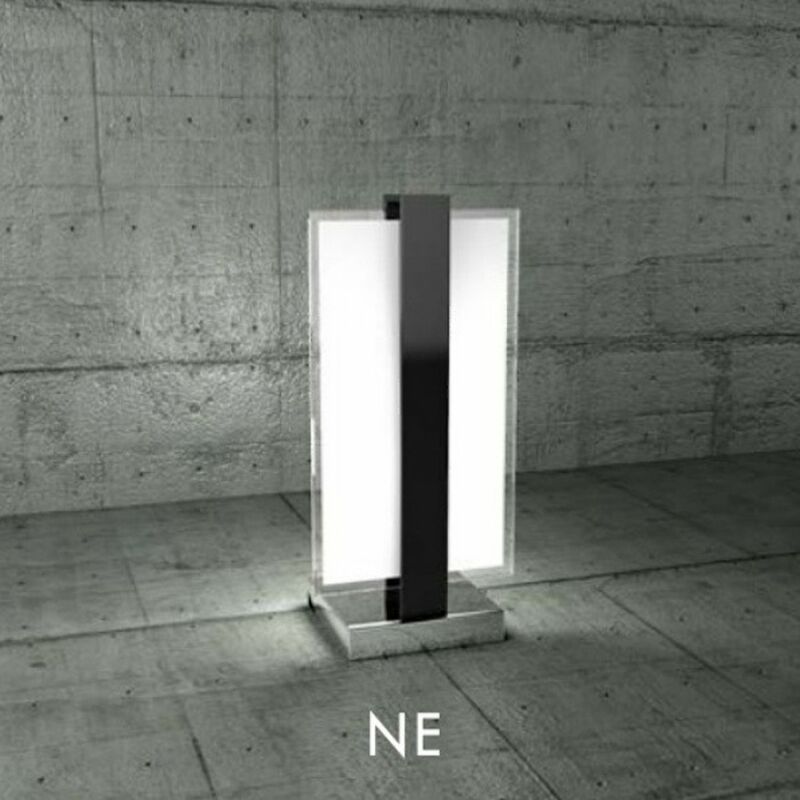 Image of Abat-jour tp-cross 1106 p e27 60w moderna lampada tavolo vetro metallo, finitura metallo nero - Nero