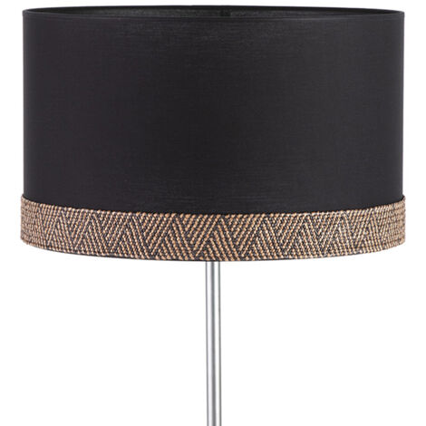 Abat-jour tube 40x40x24 coton noir avec bordure marron/noir