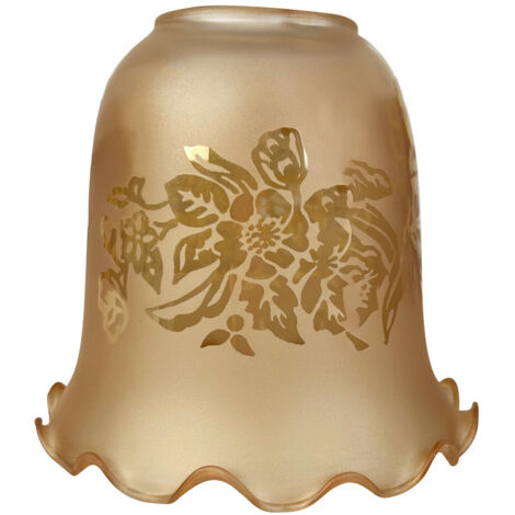 Abat jour verre satiné gravé ambré, forme Tulipe, diam. 113 mm - Tibelec
