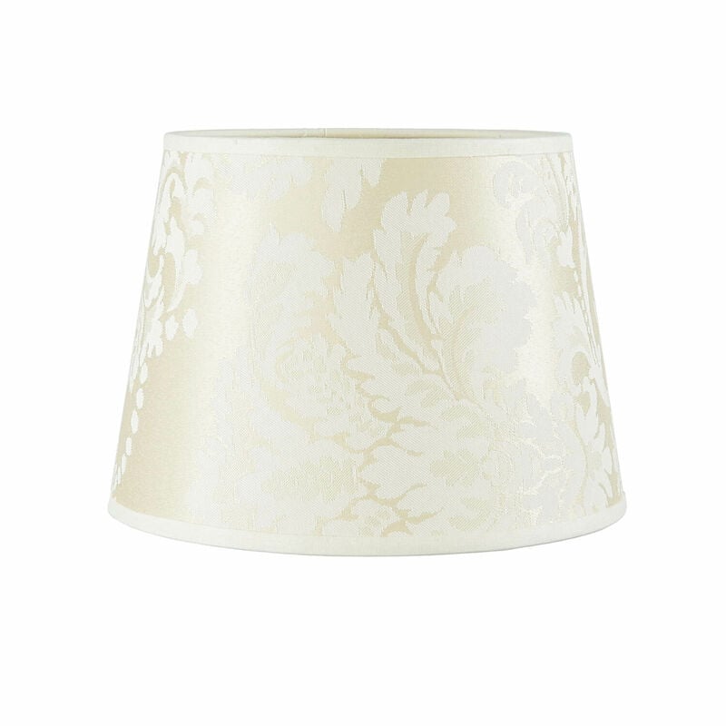 Abat-jour en tissu écru décoré de motifs baroques au style classique pour lampes de table avec culot E14 - Ecru