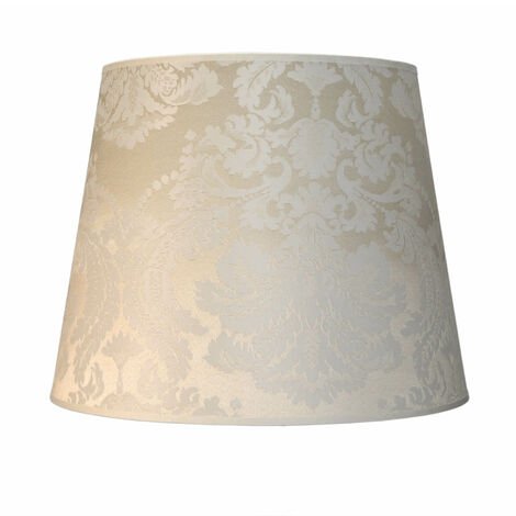 Abat-jour Willow en tissu écru avec motifs baroques au style classique pour lampe de sol avec culot E27 - Ecru - Ecru