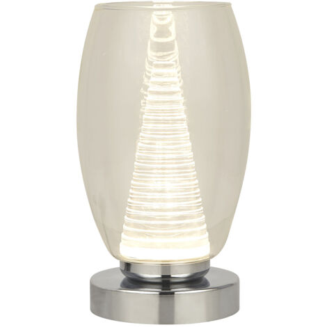 Abatjour Contemporaneo Ciclon Metallo Cromo Vetro Trasparente Led 6W 3000K