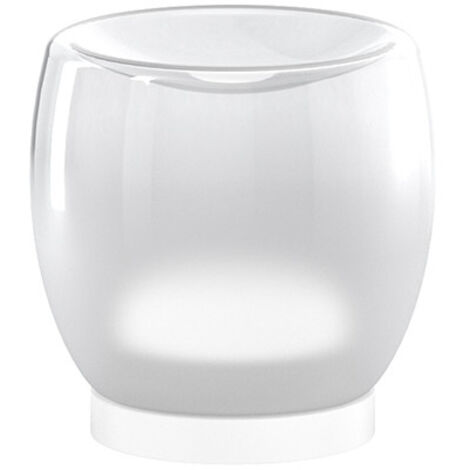 Abatjour Contemporaneo Drum Metallo Bianco Vetro 1 Luce Led 6W Calda